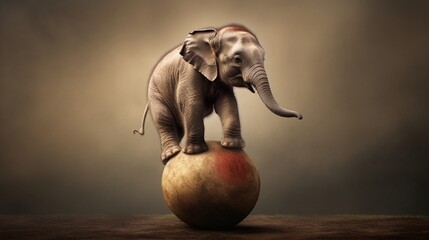 elephant on ball generated by AI tool