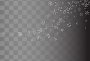 White Snowfall Vector Transparent Background. New