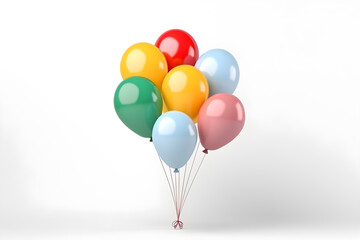 colorful balloon bouquet isolated on white background - obrazy, fototapety, plakaty