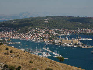 Fototapeta na wymiar dalmatia landscape croatia from trogir hills island sailing destination