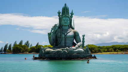 Fototapeta na wymiar Giant Shiva Statue in Mauritius located at Grand Bas