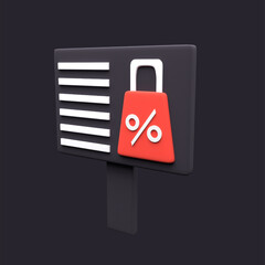 3d black friday event icon sale discount board