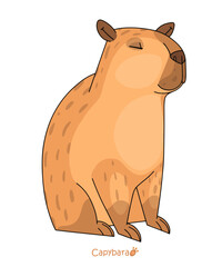 Cute Capybara animal on a white background. Vector. Funny pet, cartoon art. Plush toy