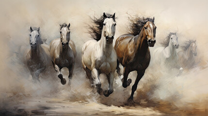 horses running