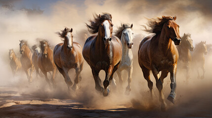 horses running - obrazy, fototapety, plakaty