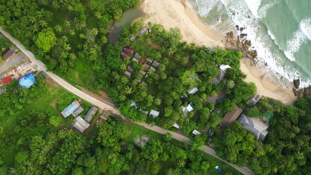 Top down view of exotic paradise Khlong Chak Beach, Ko Lanta, Thailand