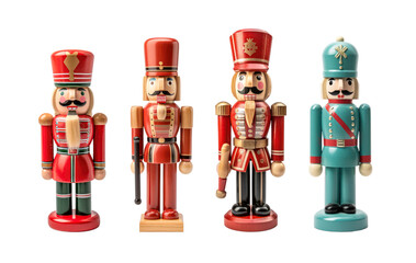 Christmas Soldier Nutcrackers. Xmas toy soldier isolated background. Transparent PNG.