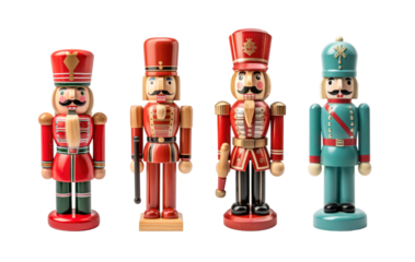 Christmas Soldier Nutcrackers. Xmas toy soldier isolated background. Transparent PNG.