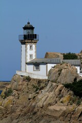 Le phare de l'île Louët à Carantec dans la baie de Morlaix en Bretagne,finistère nord