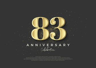 Fototapeta na wymiar 83rd anniversary golden. Premium vector design to celebrate birthday. Premium vector background for greeting and celebration.