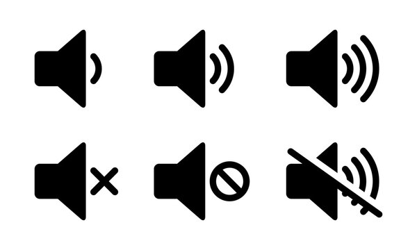 Mute speaker, sound off icon vector set collection. Volume, audio sign symbol
