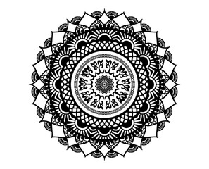Round mandala for coloring on white background. Mandala Pattern Stencil doodles sketch