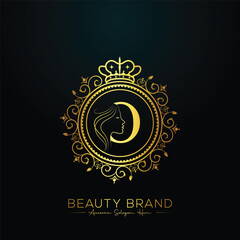 Luxury O letter logo, beauty face design vector template