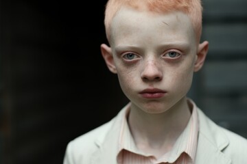 Portrait of an albino boy with freckles