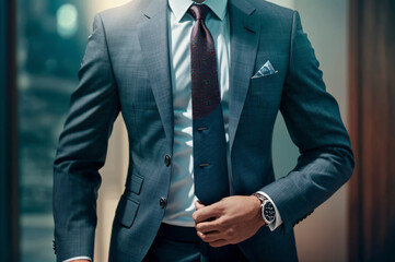 man in suit with a tie - obrazy, fototapety, plakaty