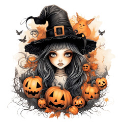 halloween witch with pumpkin