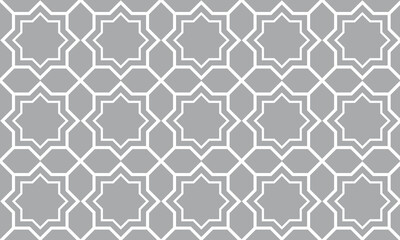 Fototapeta premium Islamic pattern. Seamless texture. white arabic pattern on gray background. Vector illustration. Geometric ornaments based on traditional arabic art