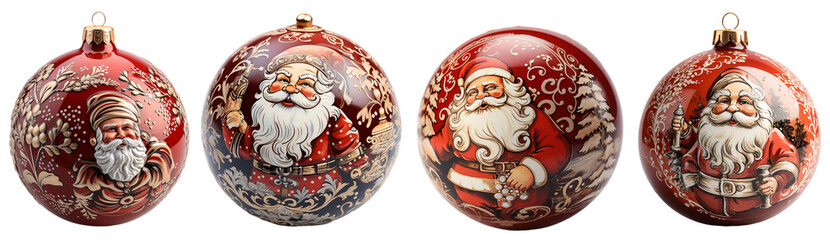 old christmas balls with the picture of santa claus on it, christmas time