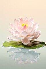 A white flower sitting on top of a green leaf. Digital art.