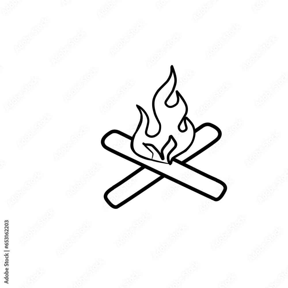 Sticker simple hand drawn bonfire