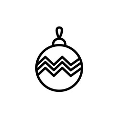 Vector illustration of a Christmas tree decoration with a zigzag. Minimal icon in line style for Christmas Ornaments. Simple bauble design for new year celebration.
