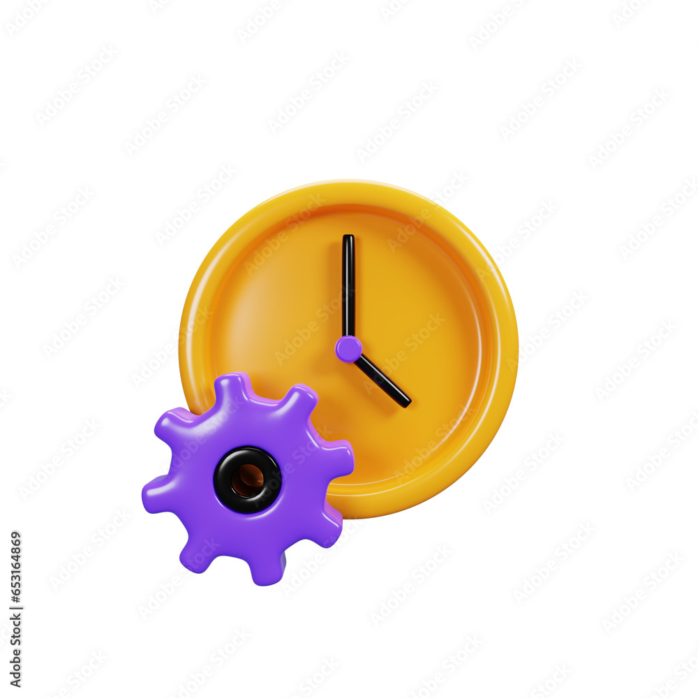 Poster 3d rendering clock setting icon. user interface icon concept