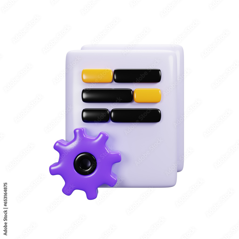 Poster 3d rendering document setting icon. user interface icon concept