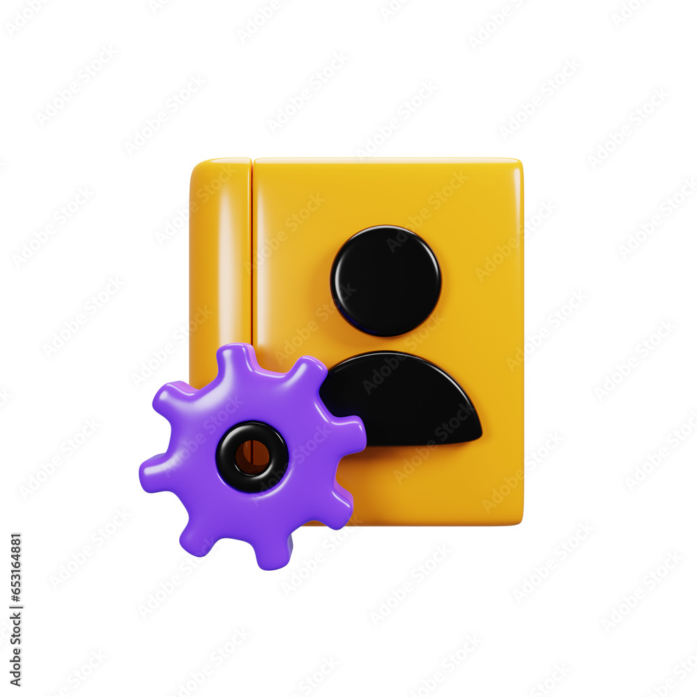 Poster 3d rendering contact setting icon. user interface icon concept