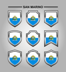 San Marino National Emblems Flag with Luxury Shield