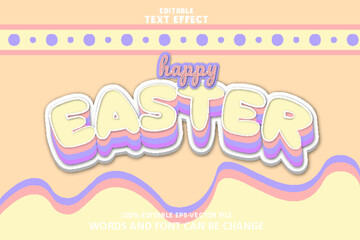 happy easter text effect emboss cartoon style