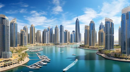 Fotobehang Panorama of Dubai marina © Daniel