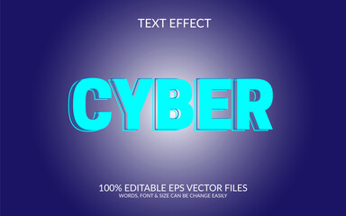 Cyber day 3d text effect, vector illustration template, editable font style