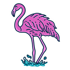 Illustration vector graphic of FLAMINGO BEACH for apparel design merchandise, such as logos on product packaging