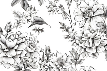 seamless floral pattern with flowers and leaves.AI Generative