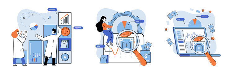 Promotion discount sale. Vector illustration. Flash sale online, sudden whirlwind of e-commerce excitement Sales index, barometer that records market fluctuations Forecast of future sales, lighthouse