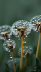 dandelion seeds Water droplets on macro Ai generative