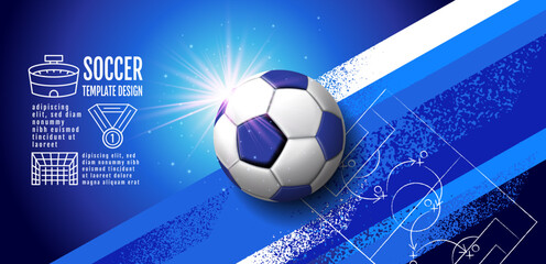 Soccer Template design , Football banner, Sport layout design, Blue Theme