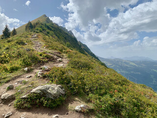 Sentier de grande randonnée dans les Alpes françaises sur le parcours du TMB