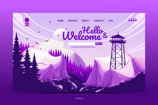 Vector banners landscape illustration, digital banner, Website template, dynamic forms backdrop vector minimal graphic design