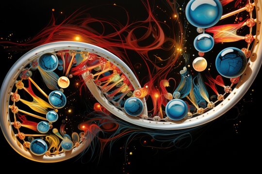Digital illustration of  DNA  in colour  background  high resolution, Experience the art of RNA interference and gene regulation, AI Generated