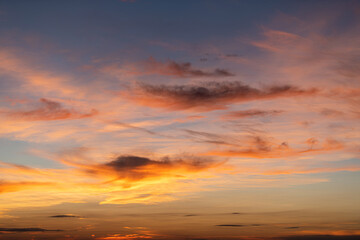 Naklejka na ściany i meble Sky gradient from blue to orange sunset
