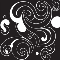 Seamless pattern with swirls in black and white colors.
