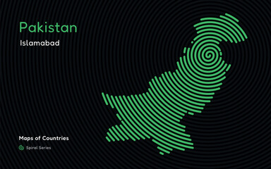 Creative map of Pakistan. Political map. Islamabad. Capital. World Countries vector maps series.  Spiral series