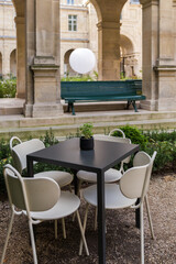 table and chairs in the garden