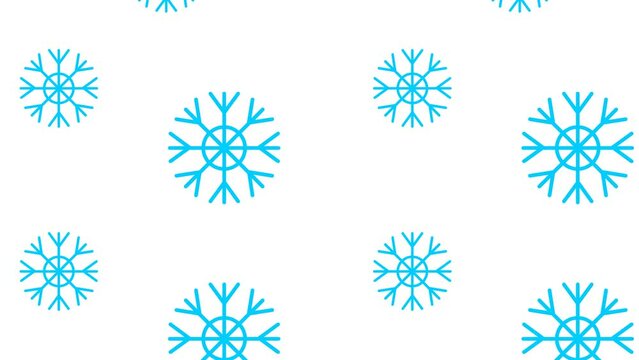 Animated Christmas blue snow background. Snowfall with snowflakes isolated on white background. Looped video.
