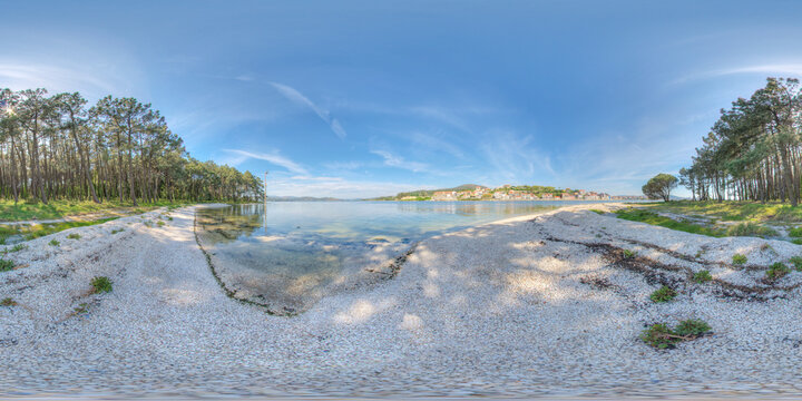 Beach formed by clam shells on the island of Cortegada in Pontevedra, Spain. It is one of the best areas to raise and eat clams.