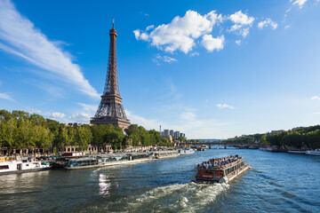 The Eiffel Tower and seine river in Paris, France - obrazy, fototapety, plakaty
