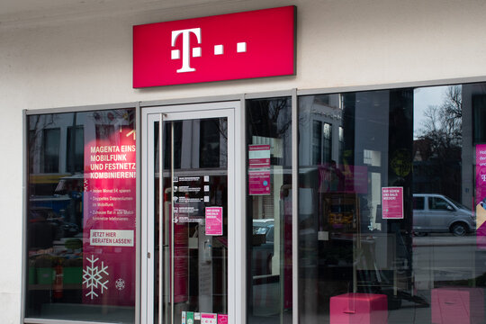 Munich, Germany - March 4, 2021: A Telekom shop.