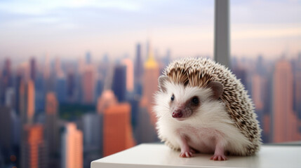 Exotic pet hedgehog in a stylish setting. - obrazy, fototapety, plakaty