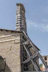 reinforcement after earhquake destruction, Amatrice, Italy